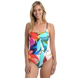 La Blanca Multi Eclectic Shore Floral One Piece Womens Swimsuit Size 14
